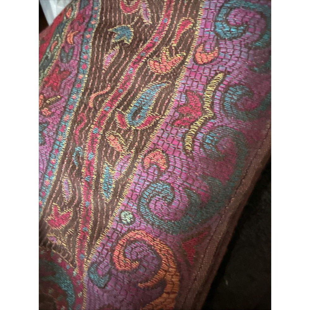 shaw/scarf 100% CASHMERE Polka Multicolor Fringed 68 X 28 Stunning C1 - Picture 4 of 4